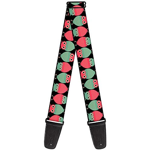 Correa de Guitarra Buckle-Down Búhos Volteados Negro Malva