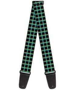 Correa de guitarra Wire Grid negro turquesa amarillo de 2