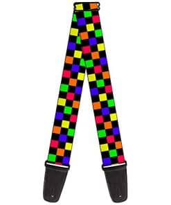 Correa para Guitarra Buckle-Down Checker Negro Multi Neón 2
