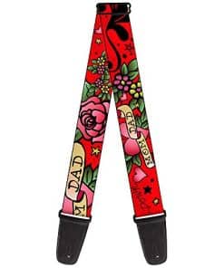 Correa de guitarra Buckle-Down Mamá Papá Roja 2 pulgadas de