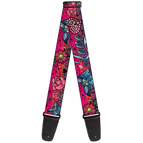 Correa para guitarra Buckle-Down Love Love Pink de 2