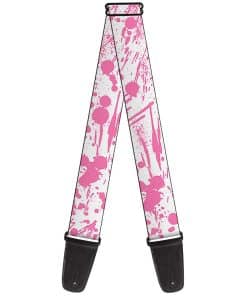 Correa de guitarra Buckle-Down - Salpicadura Blanco/Rosa,