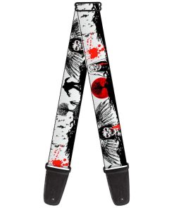 Correa de guitarra Fright Night blanco negro rojo 2