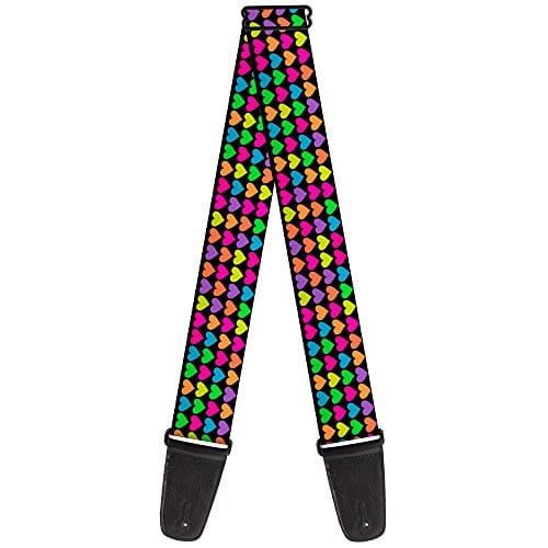 Correa de Guitarra Buckle-Down Mini Hearts Negro Multicolor