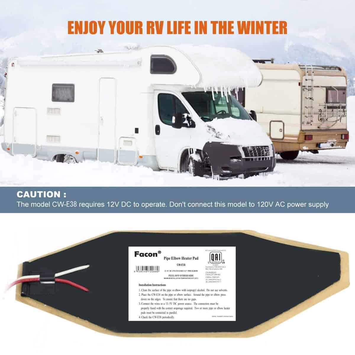 Facon 3" x 8" calentador de tubería de codo para RV, - Imagen 9