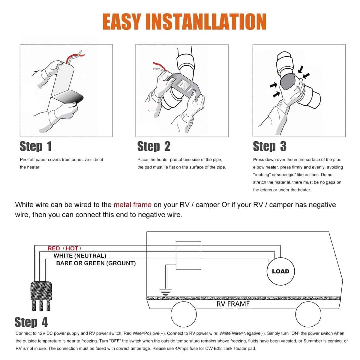 Facon 3" x 8" calentador de tubería de codo para RV, - Imagen 7