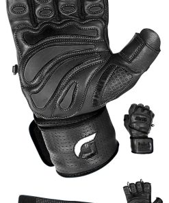Guantes de gimnasio de cuero Elite con envolturas de muñeca