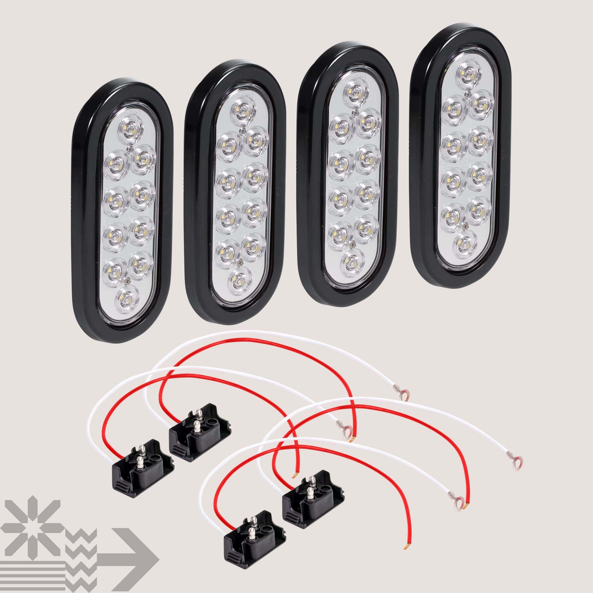 Kit de 4 luces traseras LED blancas transparentes ovales de - Imagen 7