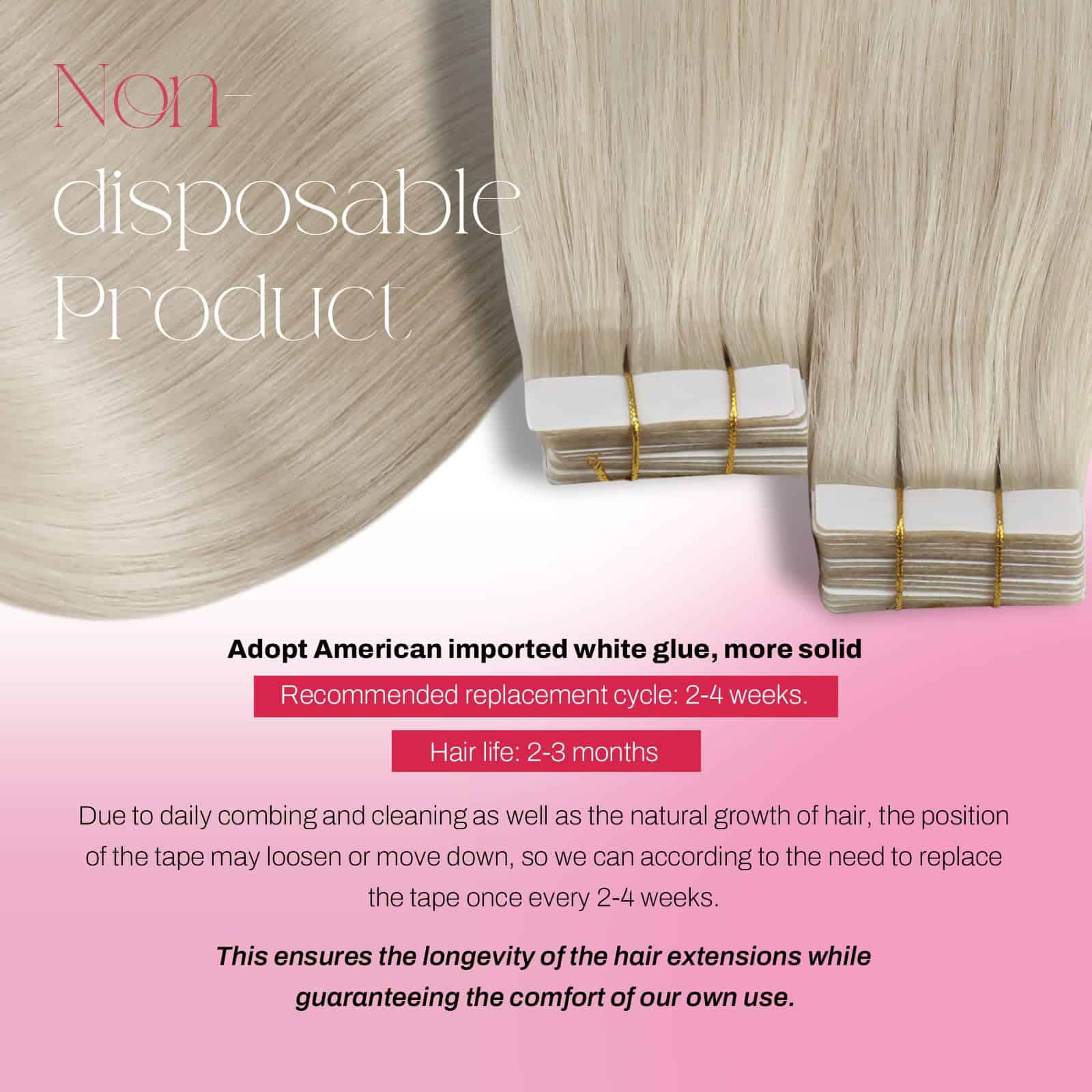 Extensiones de Cabello Rubias Platino Moresoo Tape in - Imagen 4