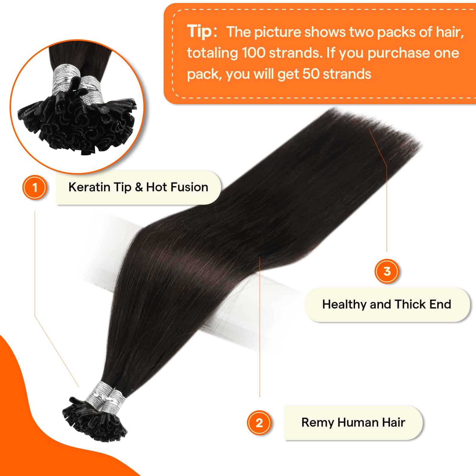 Extensiones de Cabello Full Shine U Tip Cabello Humano Real - Imagen 3