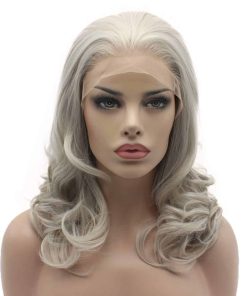 Pelucas de Encaje Frontal Sintético Realista -Gris