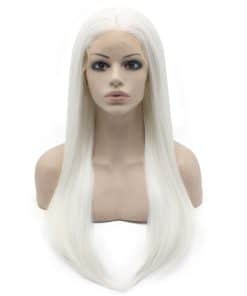 Peluca frontal de encaje recta de fibra de cabello