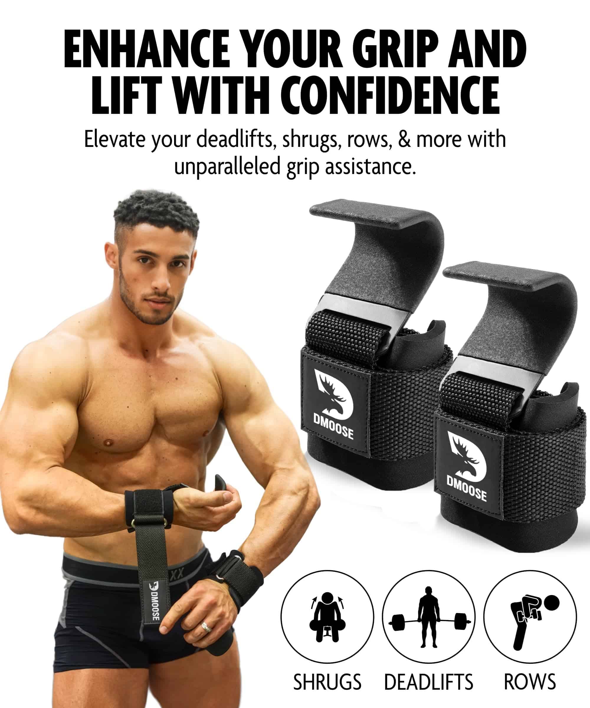 Ganchos de Levantamiento de Pesas DMoose Fitness (Par) para - Imagen 3