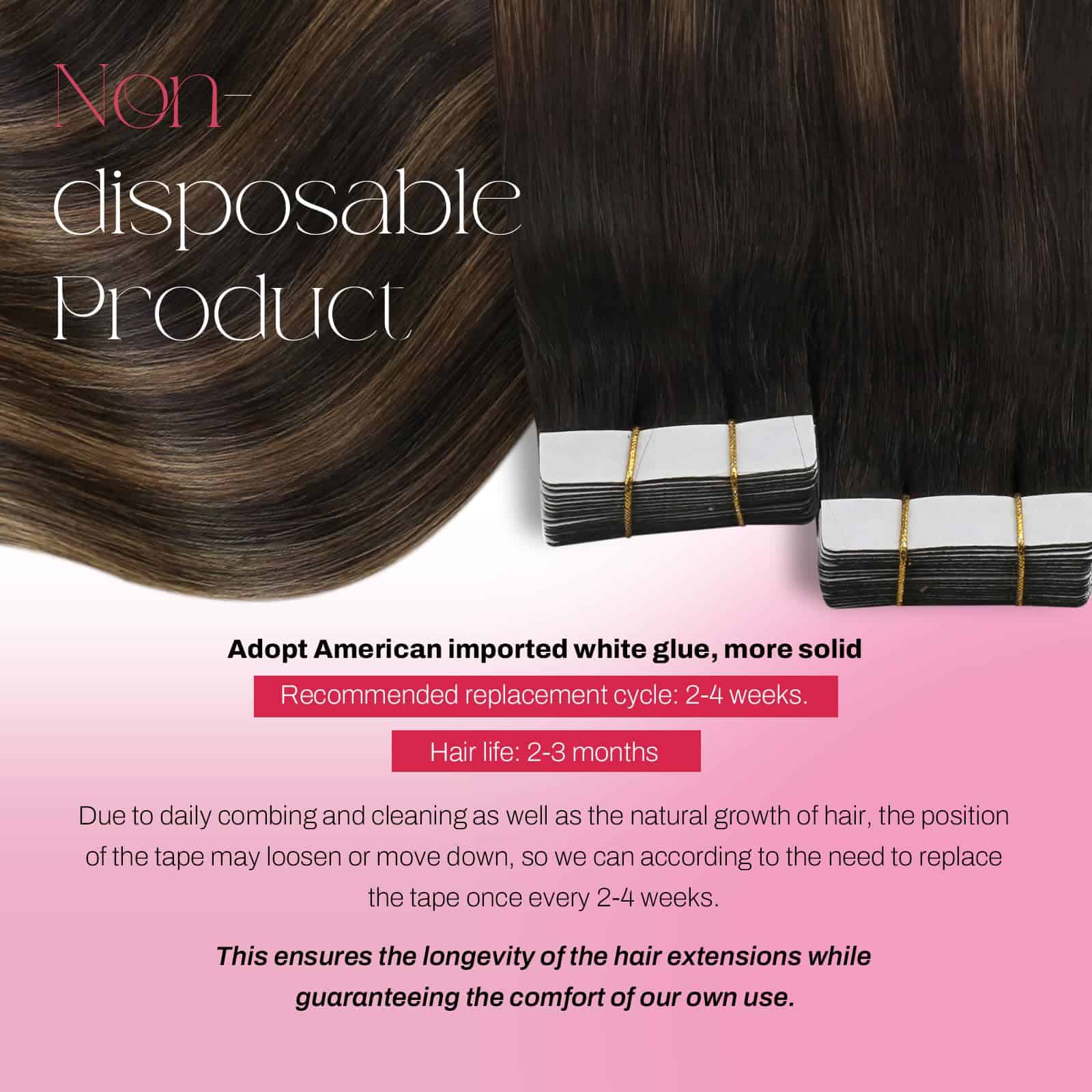 Moresoo Extensiones de Cabello Tape in Cabello Humano - Imagen 4