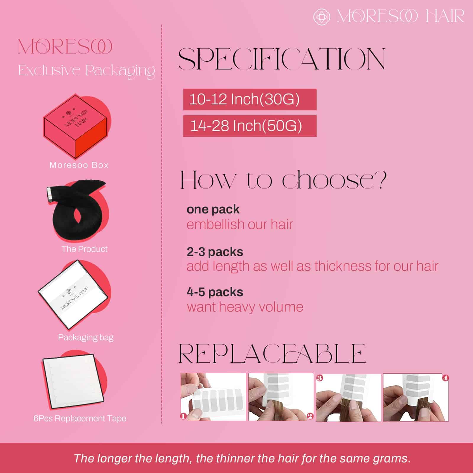 Extensiones de Cabello con Cinta Moresoo Cabello Humano - Imagen 5