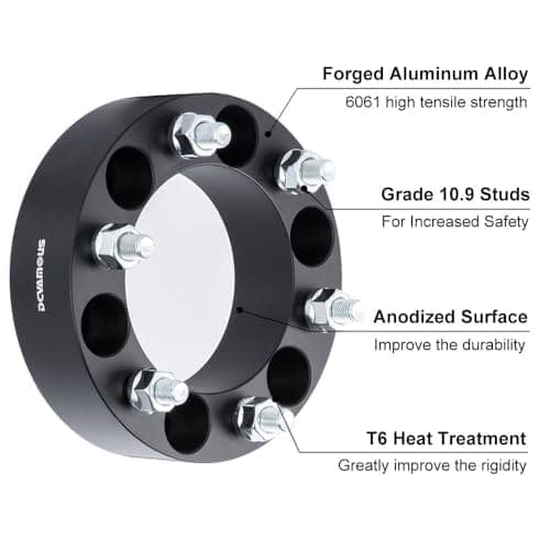 DCVAMOUS 4PC Separadores de Rueda Negros de 6x5.5 Pulgadas - Imagen 6