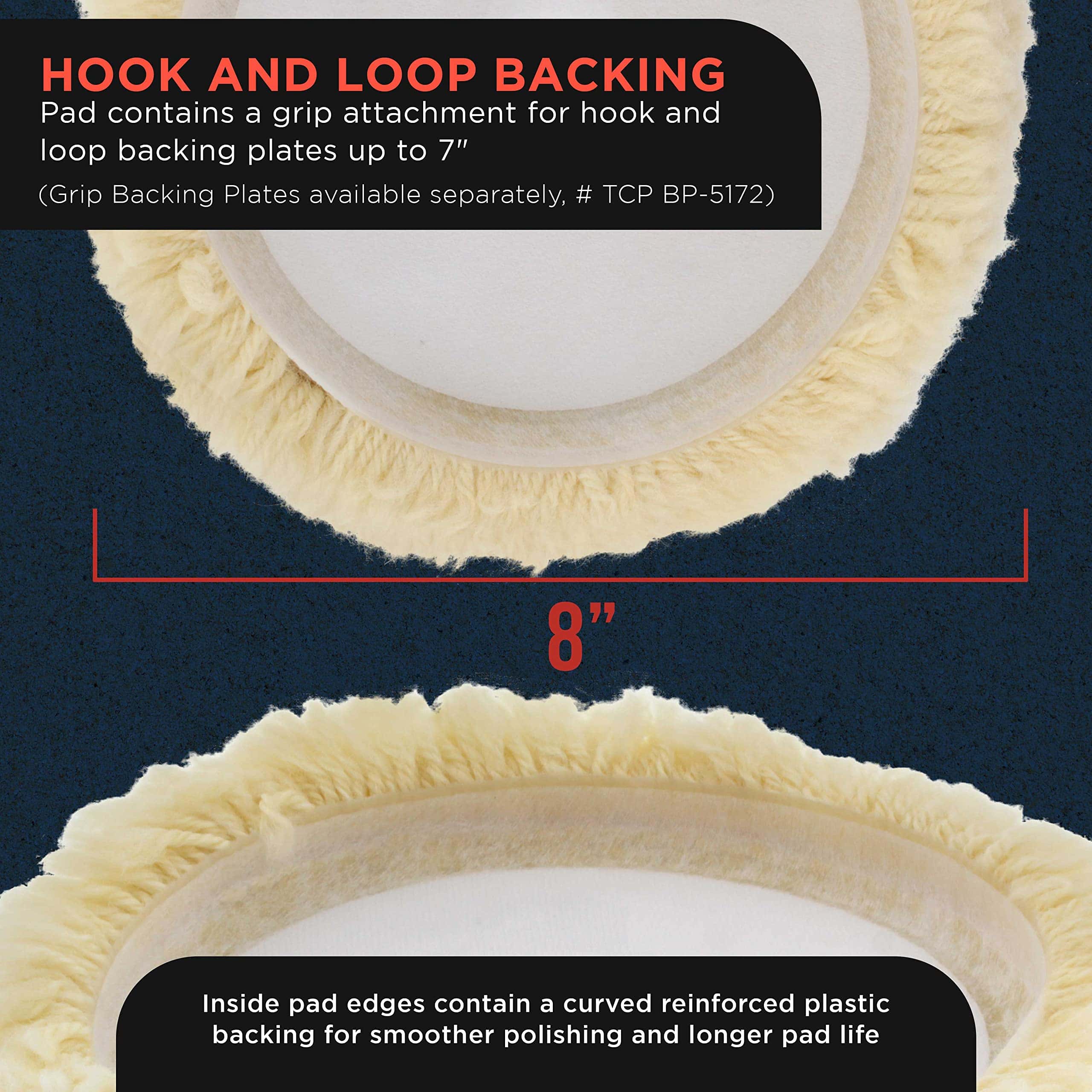 TCP Global 8" 100% Lana Almohadilla de Pulido y Encerado - Imagen 4