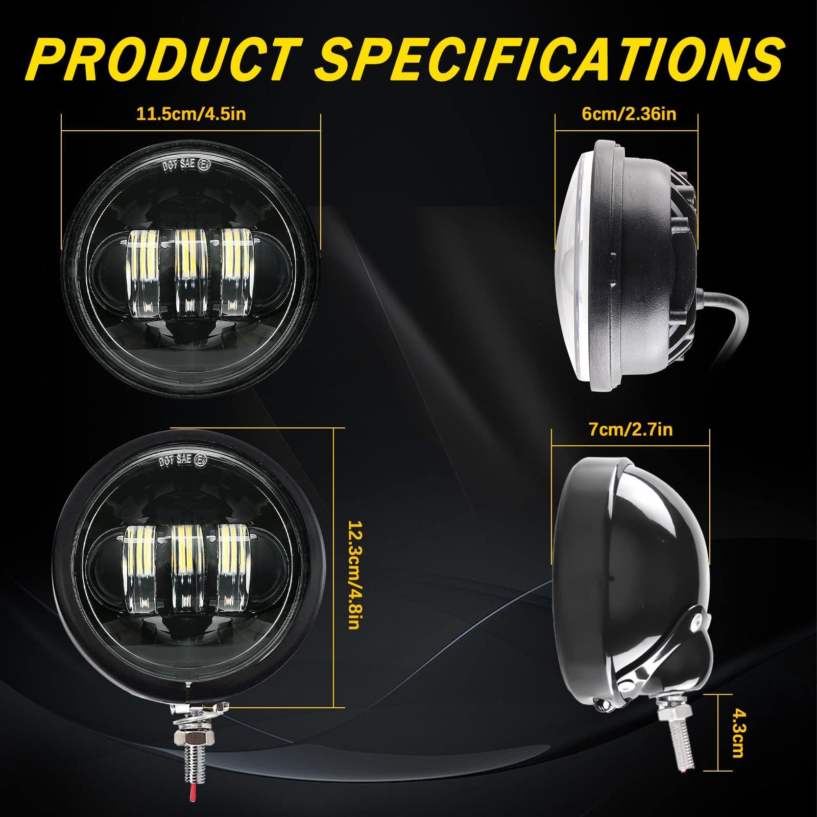 Lámpara auxiliar de luz de niebla SKTYANTS 4 1/2" 4.5 - Imagen 3