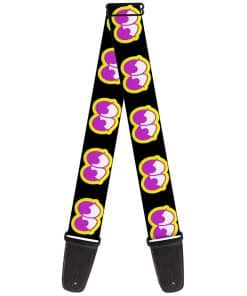 Correa de Guitarra Ojos Cariñosos Negro Amarillo Morado 2