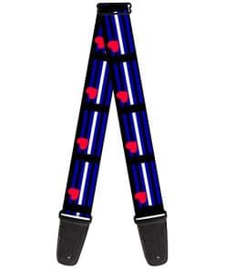 Correa de Guitarra Bandera Cuero Negro Azul Rojo Blanco 2