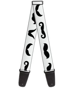 Correa para guitarra Buckle-Down Mustaches Straight Blancas