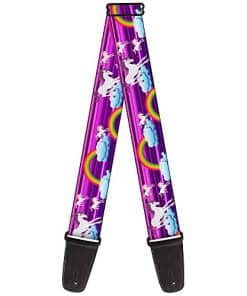 Correa para guitarra Buckle-Down Unicornios Arcoíris Rayas