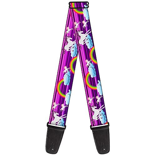 Correa para guitarra Buckle-Down Unicornios Arcoíris Rayas