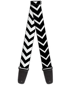 Correa de Guitarra Chevron2 Blanco Negro 2 Pulgadas de Ancho