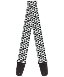 Correa de guitarra Buckle-Down Paw Print Blanco Negro 2