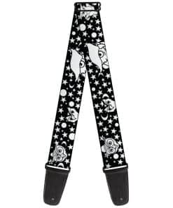 Correa de guitarra Owls Expressions Negro Blanco 2 Pulgadas