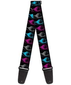 Correa de guitarra Buckle-Down - Granadas Negro Gris Morado