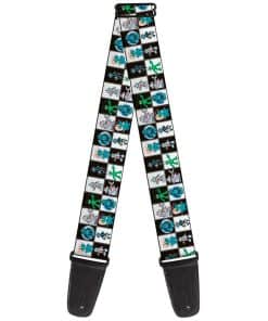 Correa para guitarra Robot Checkers Negro Blanco de 2