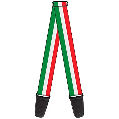 Correa de guitarra Buckle-Down Rayas Verde Blanco Rojo 2