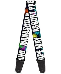 Correa de guitarra New Jersey Shore Towns Negro Multicolor