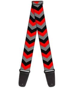 Correa de guitarra Chevron Rojo Negro Gris de 2 pulgadas de
