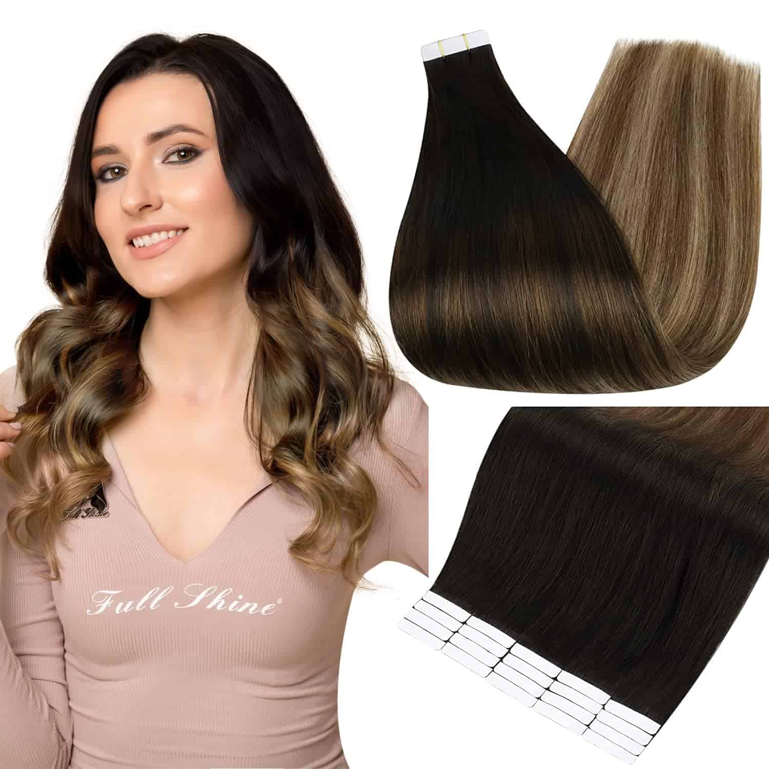 Extensiones de Cabello Adhesivas Full Shine Color 1B Negro