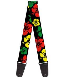 Correa para guitarra Buckle-Down Hibiscus Close Up Negro