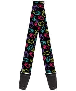Correa de guitarra Buckle-Down Búho Boceto Negro Multicolor