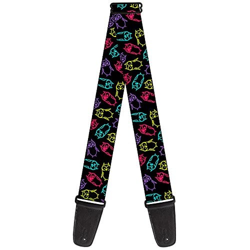 Correa de guitarra Buckle-Down Búho Boceto Negro Multicolor