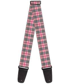 Correa de guitarra Buckle-Down a cuadros rosa de 2 pulgadas