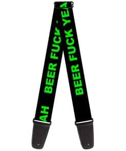 Correa de Guitarra - CERVEZA FUCK YEAH Negro Verde Neón