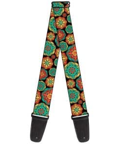 Correa de guitarra Buckle-Down Boho Mandala negro amarillo