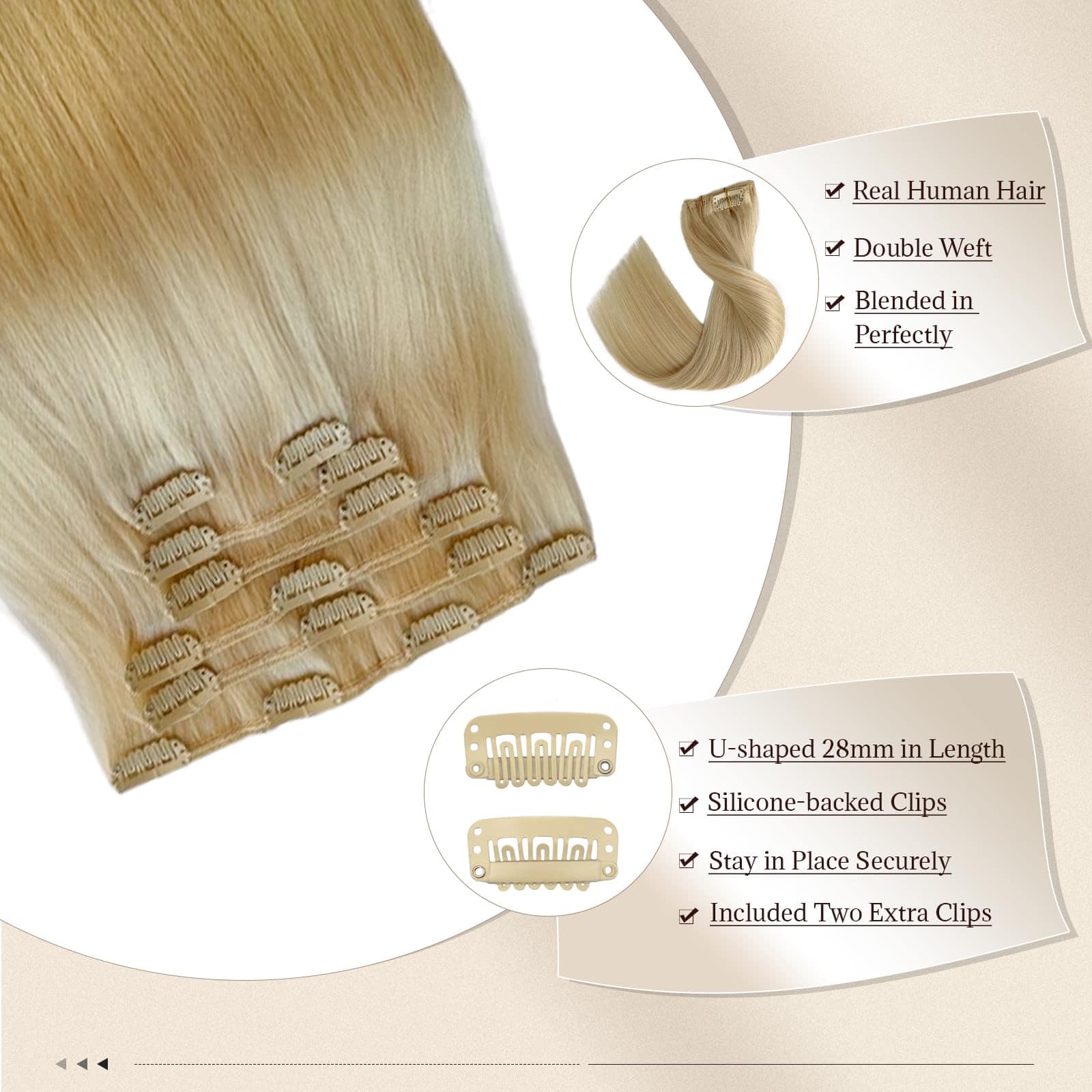 Extensiones de Cabello Clip Remy de Cabello Humano #60 - Imagen 5