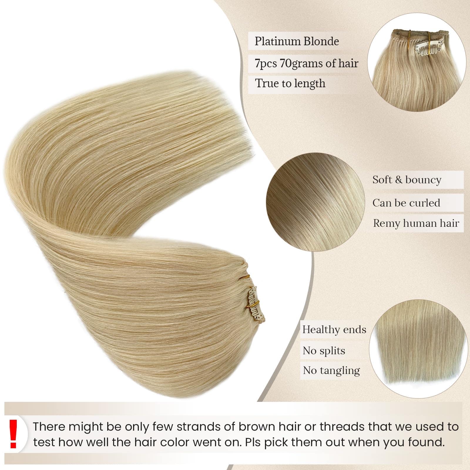 Extensiones de Cabello Clip Remy de Cabello Humano #60 - Imagen 4