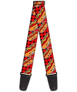 Correa de Guitarra Hot Dogs Buffalo Plaid Negro Rojo 2
