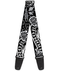 Correa de Guitarra Honor Negro Blanco 2 Pulgadas de Ancho