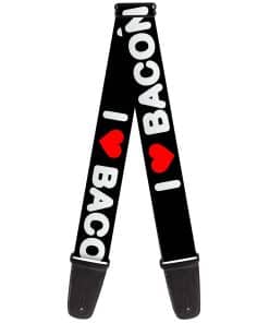 Correa de guitarra Buckle-Down I Heart Bacon Text Black
