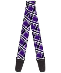 Correa de guitarra Buckle-Down a cuadros X2 morado gris