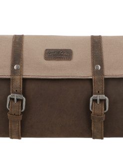 Bolso de Aseo de Cuero y Lona Gusti - Viaje - Marrón -