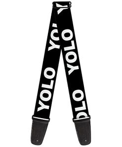Correa de guitarra YOLO negro blanco 2 pulgadas de ancho